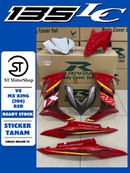YAMAHA Lc135 V8 Mx King (306) Black Red Cover Set RAPIDO Coverset Body Cover Sticker Tanam