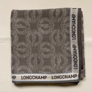 經典 Longchamp 灰色滿版 Logo 手帕 口袋巾 頭巾 男女適用