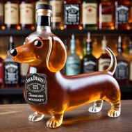 Dachshund-Shaped Glass Liquor Bottle Whimsical Sausage Dog Design with Cork Stopper Leak-Proof for W