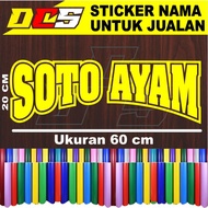 CUTTING STICKER WITH CHICKEN SOTO WRITING STICKER FOR SALES NAME ON WHEEL CART