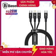 Baseus 20w fast charging cable with 3 charging heads - 3 in 1 charging cable with anti-break umbrell
