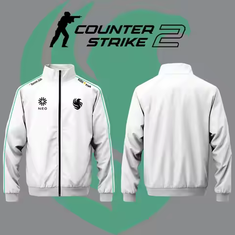 Team Falcons Esports Club New White Uniform CSGO Pro League EWC 2025 Training Zip-Up Jacket Men's Wo