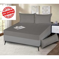 PREMIUM COTTON BEDSHEET FITTED BEDSHEET PLAIN BEDSHEET SINGLE SUPER SINGLE QUEEN KING CADAR CADAR