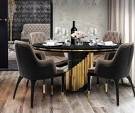 Modern leather dining chair.