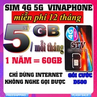 Sim 4G 5G Vinaphone D500 (5gb/ tháng x 12 tháng ) 14BIG50YU1500 12TD49 Trọn gói 1 năm miễn phí.FREES