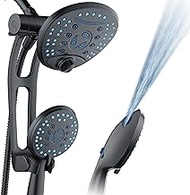 AquaCare AS-SEEN-ON-TV High Pressure Handheld/Rain 80-mode 3-way Shower Head Combo with Adjustable Arm - Anti-clog Nozzles, Tub &amp; Pet Power Wash, 6 ft. Stainless Steel Hose, ORB Bronze Finish