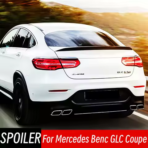 For Mercedes Benz GLC Coupe GLC300 GLC250 GLC260 GLC43 Carbon Glossy Black Rear Trunk Lid Spoiler Wi