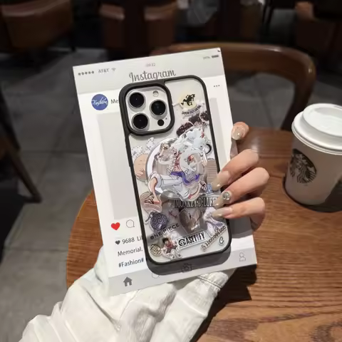 Luffy Holder Phone Case For iPhone 12 13 14 15 16 Pro Max One Piece Model Cartoon Magnetic Wireless 