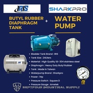 Sharkpro 1HP JET100B JET Waterpump with IRIS 24L Horizontal Bladder /Butyl Rubber Diaphragm Tank (se