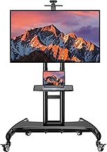 PERLESMITH Rolling/Mobile TV Cart with Wheels for 32-82 Inch LCD LED 4K Flat Screen TVs - TV Floor S