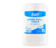 S&R Jumbo Roll Tissue 2-Ply 100% Virgin Pulp 4 rolls
