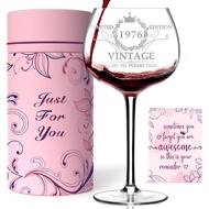 50TH Birthday Gifts for Women, Vintage 1976 Engraved 50th Wine Glass, 50 Year Old Birthday Decoratio