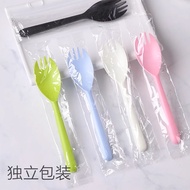 Disposable spoon and fork with long handle/disposable personal spoon/Dessert spoon cake spoon fruit 