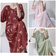 V47 Big Size Linen Dress for Home Wear Loose Form MUPPY Long Dress Made of Lightweight, Cool and Com