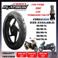CORSA PLATINIUM R26 TAYAR SCOOTER 80/80-14,90/80-14,100/80-14,110/80-14,140/80-14 (TAYAR TERBARU 202