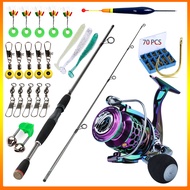 2 Pieces Fishing Rod and 5.2:1 Spinning Reel Combo 1.84M Carbon Fiber Spinning Rod 1000-4000 Fishing Reel Set with Fishing Lures and Hooks Kit