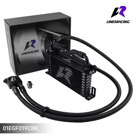 Black LR AN10 Trust 10 Row Oil Cooler+73±0.5° Thermostat Sandwich Plate kit M20×1.5 & 3/4"-16UNF and