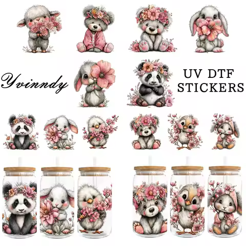 5Pcs/Set Springtime Cuties 16OZ Glass Jar Transfer Paper UV DTF High Self-Adhesive Transfer Paper Su