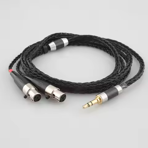 HiFi 3.5mm 4.4MM Balanced XLR male 16 Core 7N OCC Black Earphone Cable For Audeze LCD-3 LCD-2 LCD-X 