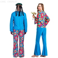 Couples Retro 60s 70s Hippie Outfits Halloween Purim Party Fancy Dress Up Women Men Adult Love Peace