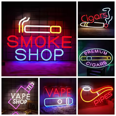 Smoke Shop Neon Sign for Business Advertising Smoking Lounge Man Cave Light Home Bar or Garage Decor