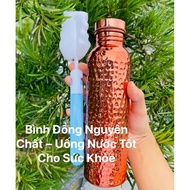 Pure Copper Water Bottle 800ml – Body Balancing Ayurveda Copper Bottle – Cleaning Brush Included