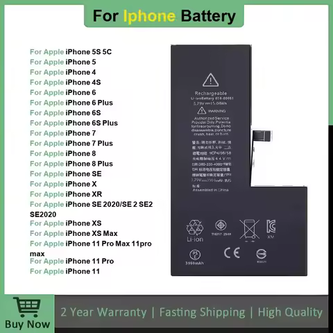 Battery For Iphone 6 6S 5 5S SE 6P 6SP 7 7Plus 8 8Plus X XR XS 11 SE2 4 4G 4S Pro MAX Replacement Ba