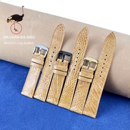 (Gold - Thin Unpadded) High quality REAL OSTRICH leather watch strap with buckle Size 10 12 13 14 15