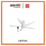 KDK U60FWL White/Black 150cm Ceiling Fan w/ Remote Control