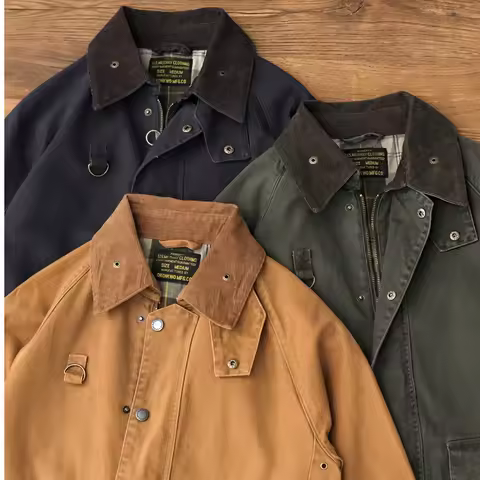 Retro jacket for autumn men's heavy cotton canvas wash and old work jacket