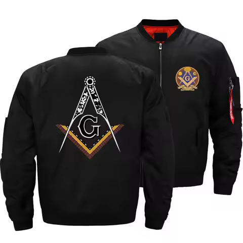 Mason Masonic Freemasonry Square And Compass Mens Bomber Jacket Motorcycle Men Flight Ma-1 Pilot Air