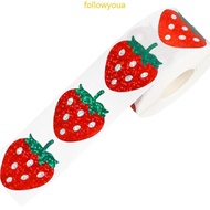 fol 500 Pcs Strawberry Sticker  Sticker Fruit Sticker Sparkly Red Sticker Label