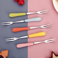 Fruit Fork Set Stainless Steel Fruit Fork Fruit Pick Dessert Fork Small Fork Children's Household Ca
