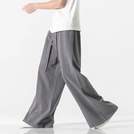 Cotton Linen Vintage Men’s Harem Pants Harajuku Oversized Casual Man Wide Leg Pants Loose High Quality Men Trousers Jogger Pants