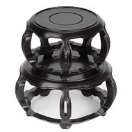 Round Jade Base Solid Wood Base Antique Ornament Base Mahogany Crafts Drum Stool Drum Base Ebony