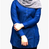 🔥🔥🔥 Baju Muslim half button soft febrile kain cantik Denim jeans cotton ready stock S-3xl🔥🔥🔥