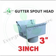 PVC Rain Gutter Spout Head 3" / Arensi-Marley F300 Grey Gutter Spout Head