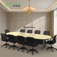 12 FT Oval Shape Meeting Table With Metal J Leg Conference Table 会议桌 | OFFICEPRO | TIB 36
