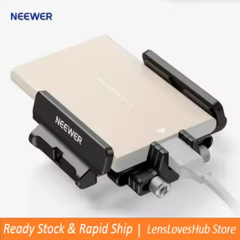 NEEWER Mount Bracket SSD Holder with Cold Shoe Cable Clamp, 1.6"-2.6" for Samsung T5 T7 SSD SanDisk 