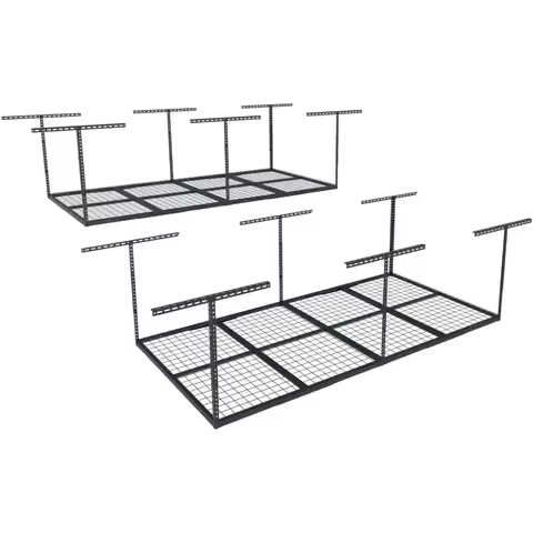 4x8 Overhead Garage Ceiling Storage Rack 2 Pack Black