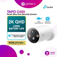 TP-Link Tapo C425 4MP/2K QHD Smart Wire-Free Outdoor Security Camera Starlight IP66 USB Battery Powe