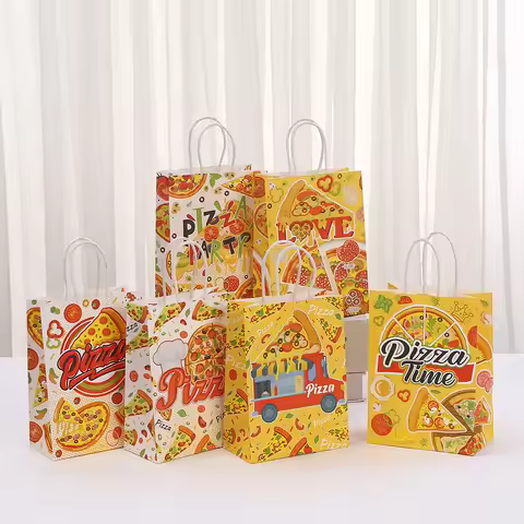 StoBag, Pizza themed Pattern Gift Bags, for Store Takeaway, Party supplies, Children's package, Reus
