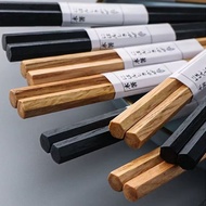 Black Chopsticks Japanese Style Chestnut Ebony Hexagonal Chopsticks Creative Solid Wood Pointed Hous