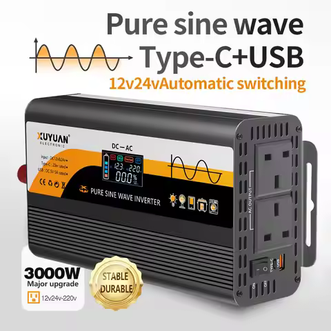 3kW XUYUAN inverter 12V24V to 220V pure sine wave converter Yacht/car travel power inverter 50Hz 2KW