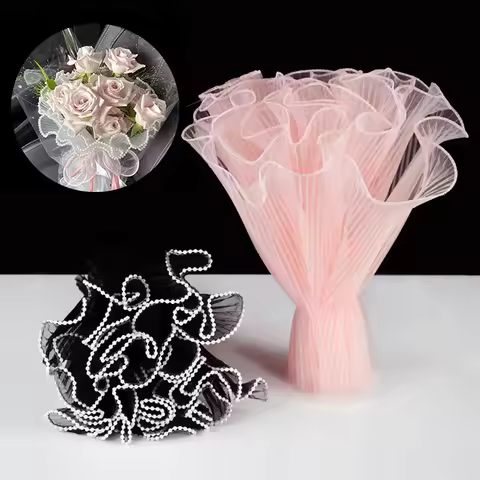 4Yards Flower Wrapping Wave Yarn Rose Bouquet Packaging Paper Lace Mesh Handmade Gift Packaging Supp
