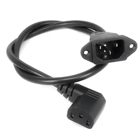 fengyidz IEC320 C14 to C13 Extension cord,C14 with screw holes and C13 Right Angled Short,60cm lengh