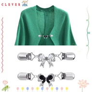 CLEVER Sweater Shawl Clips Women Gift Cloth Accessories Crystal Rhinestone Garters Clothing Metal Holder Duck-mouth Plated Clasps