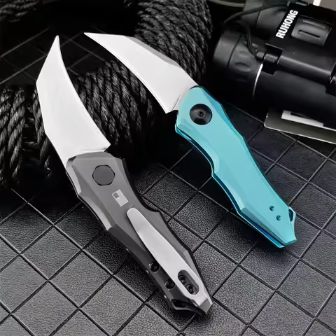 KS 7350 Folding Knife 8Cr13MoV Steel Blade Aluminum Handle Multi Tool for Outdoor Camping Hiking Sur