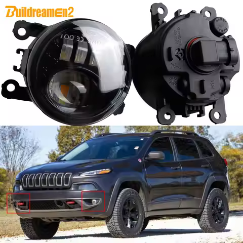 2 Pieces 60W 6000LM Car LED Lens Fog Light Assembly Fog Daytime Running Lamp H11 For Jeep Cherokee K