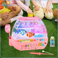 Fake Fish Tank Mini Play House Toy with Music Fantasy Aquarium Light up Play House Toy Desktop Aquar